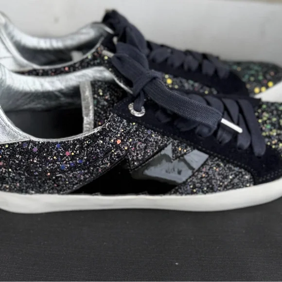 Zadig & Voltaire Black Glitter Low-Top Sneakers with Silver Heel - Picture 4 of 8